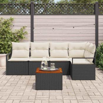 Gartensofa-set 6 stk. Schwarz Poly-Rattan