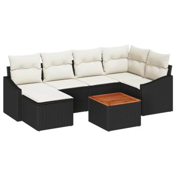 Gartensofa-set 7 stk. Schwarz Poly-Rattan