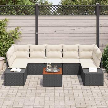 Gartensofa-set 8 stk. Schwarz Poly-Rattan