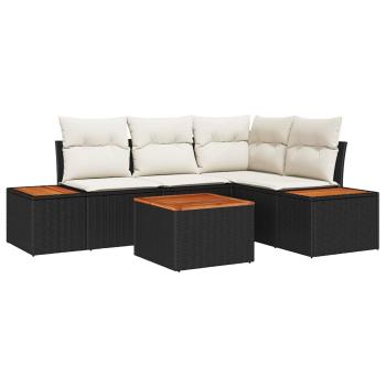 Gartensofa-set 5 stk. Schwarz Poly Rattan