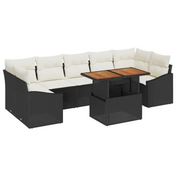 Gartensofa-set 8 Stk. Schwarz und Creme