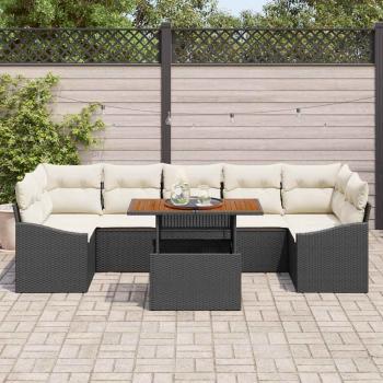 Gartensofa-set 8 Stk. Schwarz und Creme