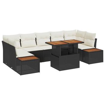 Gartensofa-set 8 Stk. Schwarz und Beige