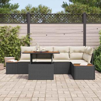 Gartensofa-set 6 Stk. Schwarz Poly-Rattan