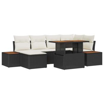 Gartensofa-set 7 stk. Schwarz Poly-Rattan