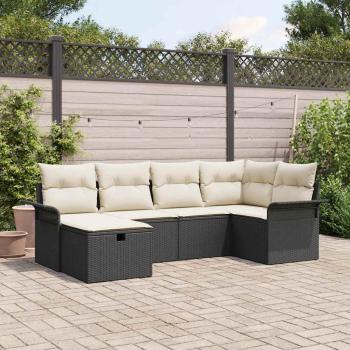 ARDEBO.de - Gartensofa-set 6 stk. Schwarz und Creme Poly-Rattan