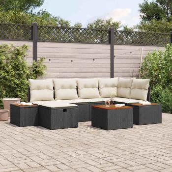 ARDEBO.de - Gartensofa-set 7 stk. Schwarz Poly-Rattan