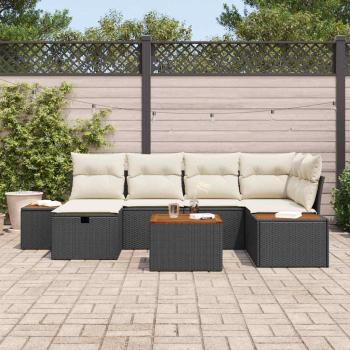 Gartensofa-set 7 stk. Schwarz Poly-Rattan