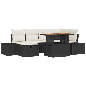 Gartensofa-set 7 stk. Schwarz Poly-Rattan