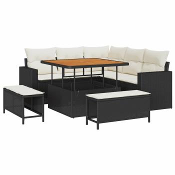 Gartensofa-set 8 stk. Schwarz Poly-Rattan