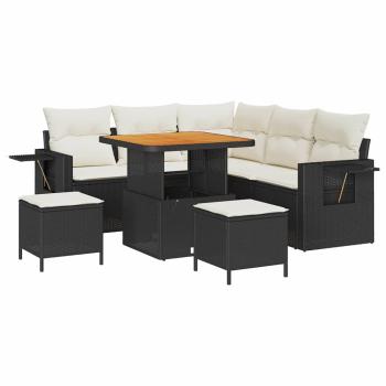 Gartensofa-set 8 stk. Schwarz Poly-Rattan