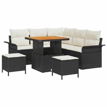 Gartensofa-set 8 stk. Schwarz Poly-Rattan