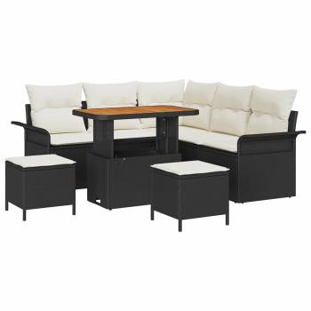 Gartensofa-set 8 stk. Schwarz Poly-Rattan