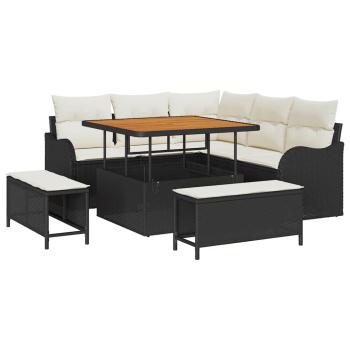 Gartensofa-set 8 stk. Schwarz Poly-Rattan
