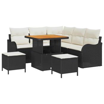 Gartensofa-set 8 stk. Schwarz Poly-Rattan
