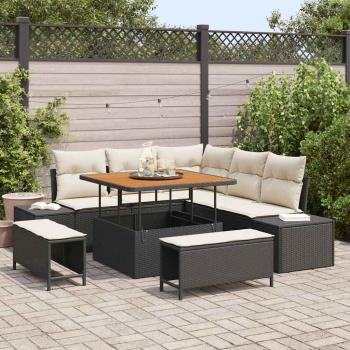 ARDEBO.de - Gartensofa-set 8 stk. Schwarz Poly-Rattan