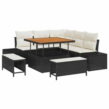 Gartensofa-set 8 stk. Schwarz Poly-Rattan