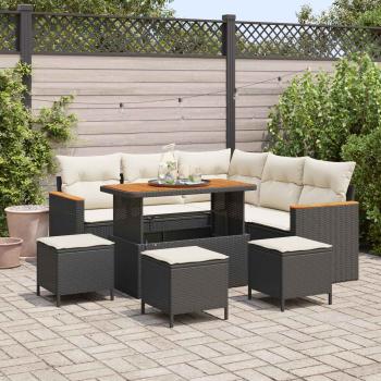 ARDEBO.de - Gartensofa-set 9 stk. Schwarz Poly-Rattan