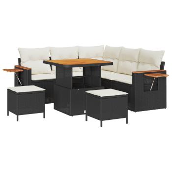 Gartensofa-set 8 stk. Schwarz Poly-Rattan