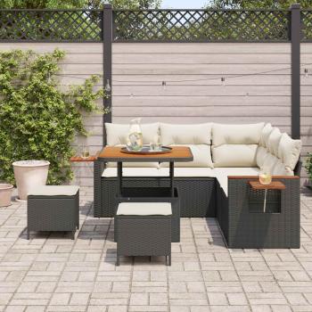 Gartensofa-set 8 stk. Schwarz Poly-Rattan