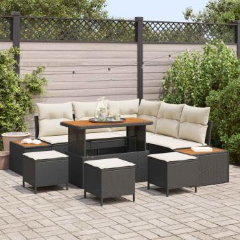 ARDEBO.de - Gartensofa-set 9 stk. 8-Sitzanzahl Schwarz und Creme