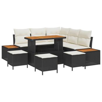 Gartensofa-set 9 stk. 8-Sitzanzahl Schwarz und Creme