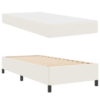 Bettrahmen mit Matratze Creme 90 x 190 cm Stoff
