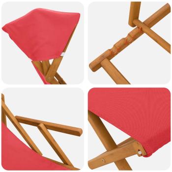 Liegestuhl 4 pcs 3 Position Massives Eukalyptus Holz Rot