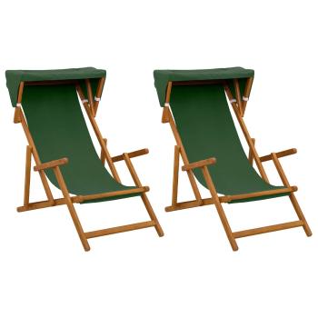 Liegestuhl 2 pcs 3 Position Massives Eukalyptus Holz Grün