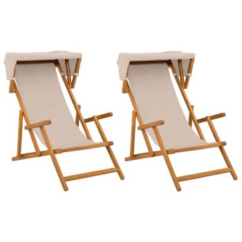 Liegestuhl 2 pcs 3 Position Massives Eukalyptus Holz Beige