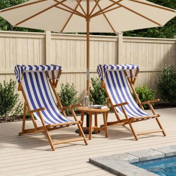 ARDEBO.de - Liegestuhl 2 pcs 3 Position Massives Eukalyptus Holz