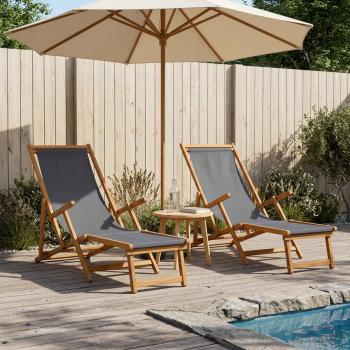 ARDEBO.de - Klappbare Sonnenliege 2 pcs 3 Position Massives Eukalyptus Holz