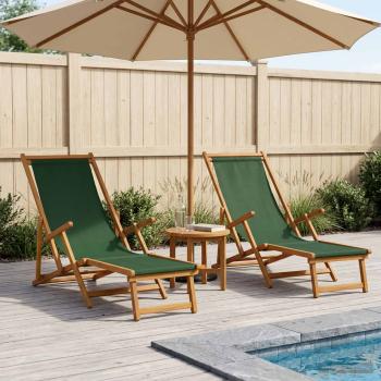 ARDEBO.de - Klappbare Sonnenliege 2 pcs 3 Position Massives Eukalyptus Holz