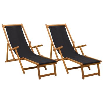 Klappbare Sonnenliege 2 pcs 3 Position Massives Eukalyptus Holz