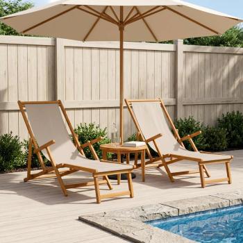 ARDEBO.de - Klappbare Sonnenliege 2 pcs 3 Position Massives Eukalyptus Holz