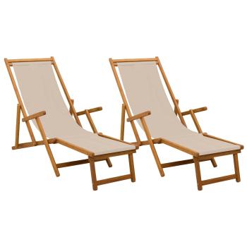 Klappbare Sonnenliege 2 pcs 3 Position Massives Eukalyptus Holz