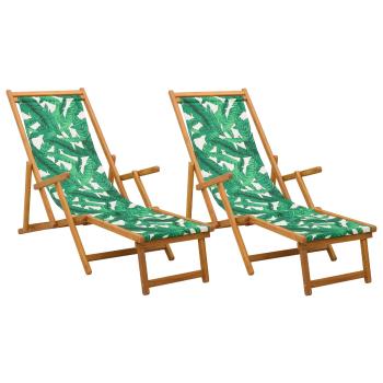Klappbare Sonnenliege 2 pcs 3 Position Massives Eukalyptus Holz