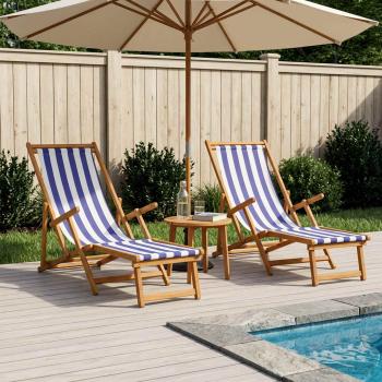 ARDEBO.de - Klappbare Sonnenliege 2 pcs 3 Position Massives Eukalyptus Holz