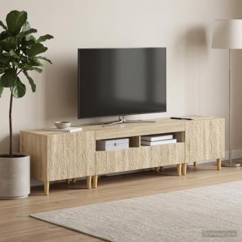 3-teiliges LED TV Regal DELFT Sonoma-Eiche Holzwerkstoff