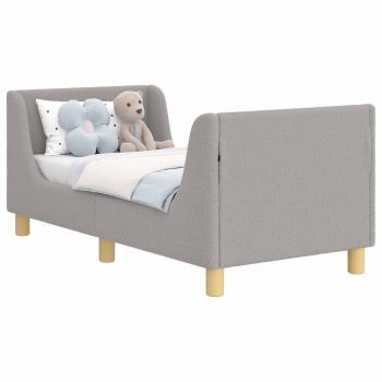 Kinderbettgestell mit Kopfteil Hellgrau 70 x 140 cm Bouclé