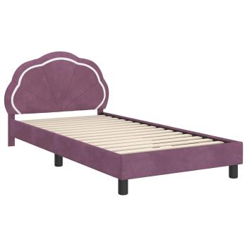 Kinderbettgestell mit Kopfteil Lila 90 x 190 cm Samt