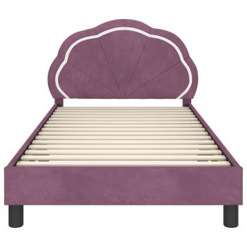 Kinderbettgestell mit Kopfteil Lila 90 x 190 cm Samt