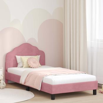 ARDEBO.de - Kinderbettgestell mit Kopfteil Rosa 90 x 200 cm Samt