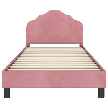Kinderbettgestell mit Kopfteil Rosa 90 x 200 cm Samt