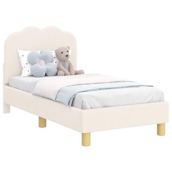 Kinderbettgestell mit Kopfteil Creme 70 x 140 cm Bouclé