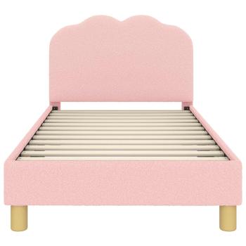 Kinderbettgestell mit Kopfteil Rosa 80 x 160 cm Bouclé