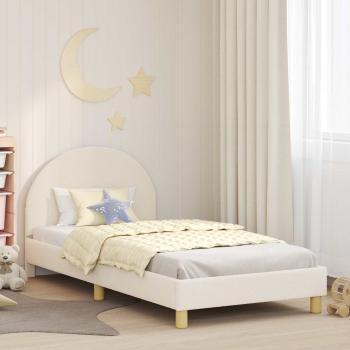 ARDEBO.de - Kinderbettgestell mit Kopfteil Creme 80 x 200 cm Bouclé