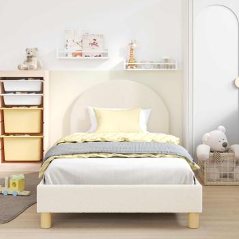 Kinderbettgestell mit Kopfteil Creme 80 x 200 cm Bouclé