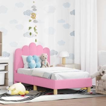 ARDEBO.de - Kinderbettgestell mit Kopfteil Rosa 70 x 140 cm Stoff