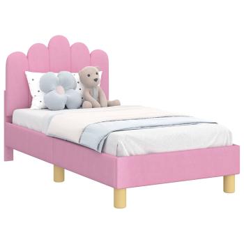 Kinderbettgestell mit Kopfteil Rosa 70 x 140 cm Stoff